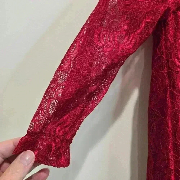 Wonder Nation Toddler Girls Red Lace Holiday Dress Ruffled Hem Size 4T - Picture 5 of 10